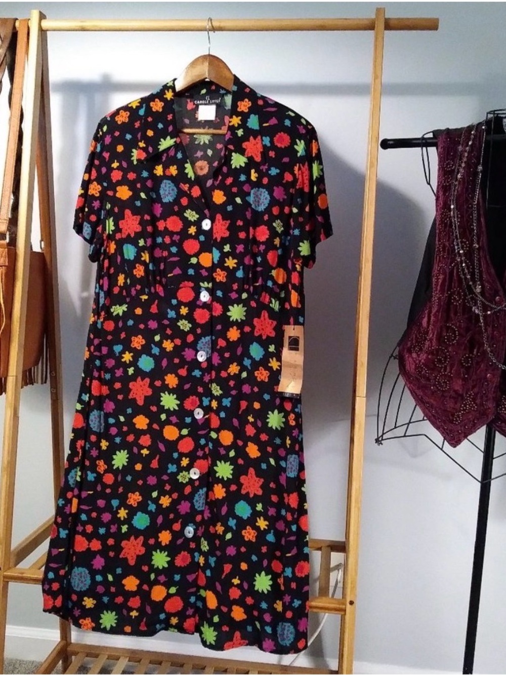 Dress L 80s Goth Punk Party Event Peasant Cocktail Preppy Pinup Retro Resort
